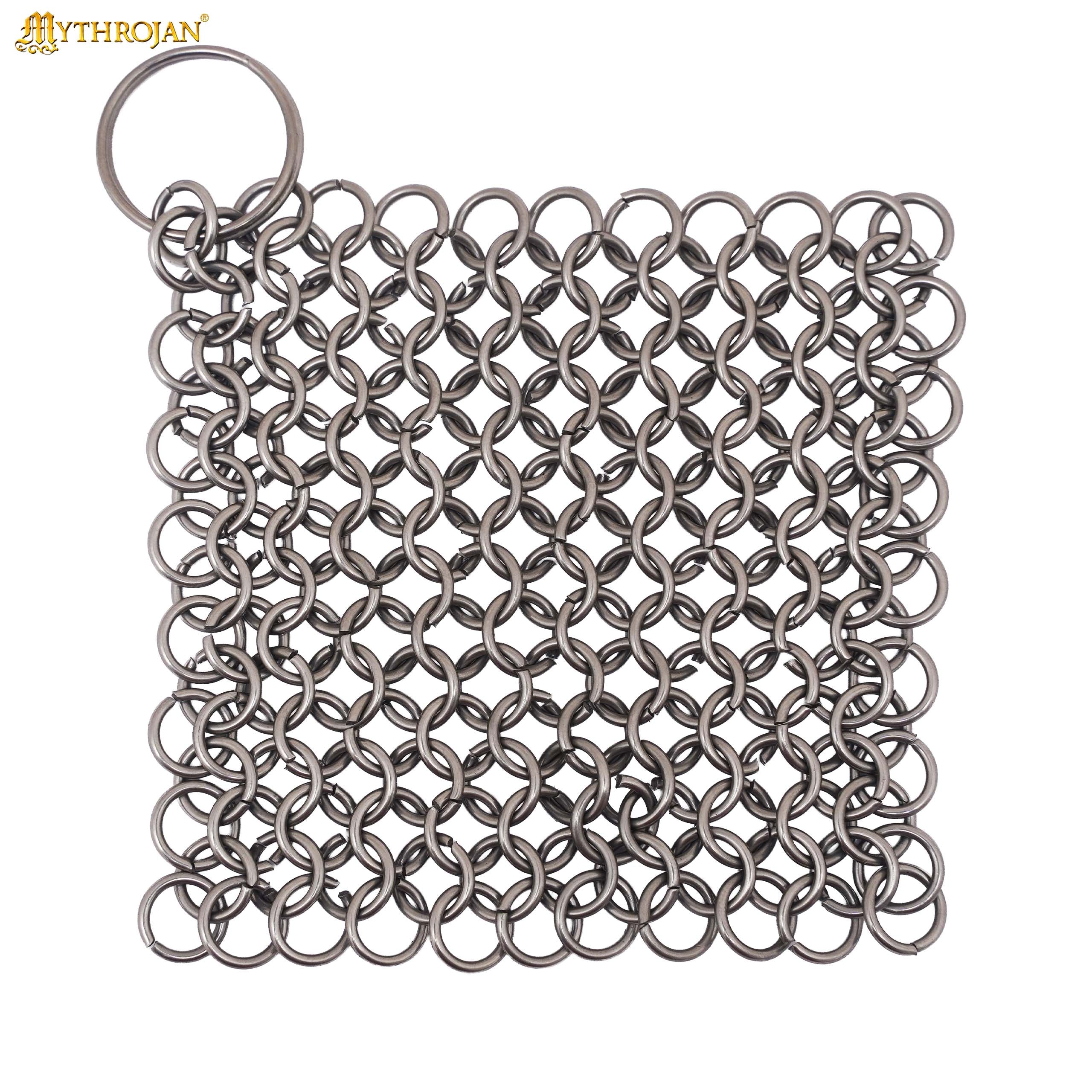 Mythrojan Chainmail Stainless Steel Scrubber: Ideal for Cleaning Cast Iron Skillet, Wok, Cooking Pot, Griddle or Cast Iron Cauldron Maintenance