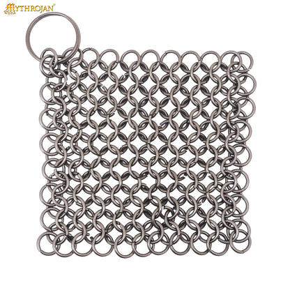 Mythrojan Chainmail Stainless Steel Scrubber: Ideal for Cleaning Cast Iron Skillet, Wok, Cooking Pot, Griddle or Cast Iron Cauldron Maintenance