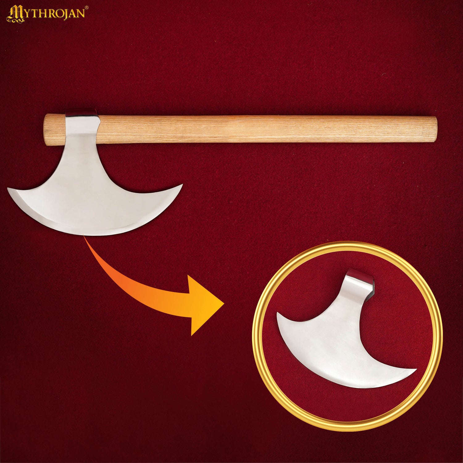 Mythrojan Medieval Viking Axe Battle Ready Axehead Reenactment Renaissance Costume - 9.5"