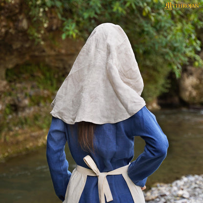 Moonlit Maiden 15th Century Half-Moon Linen/Cotten Blend Veil: Elegant and Practical Headwear for Reenactment and LARP