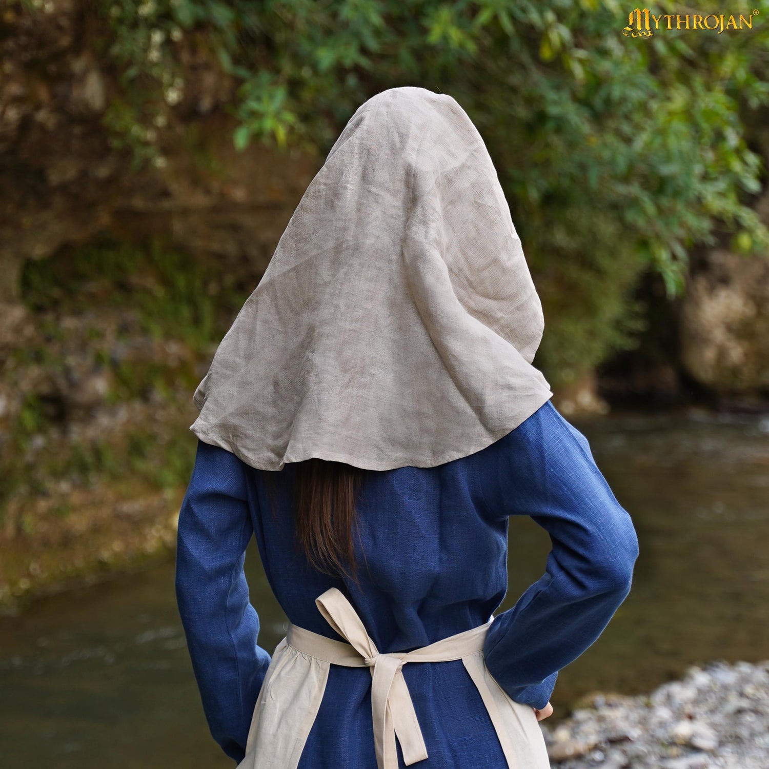 Moonlit Maiden 15th Century Half-Moon Linen Veil: Elegance and Authenticity for Reenactment and LARP