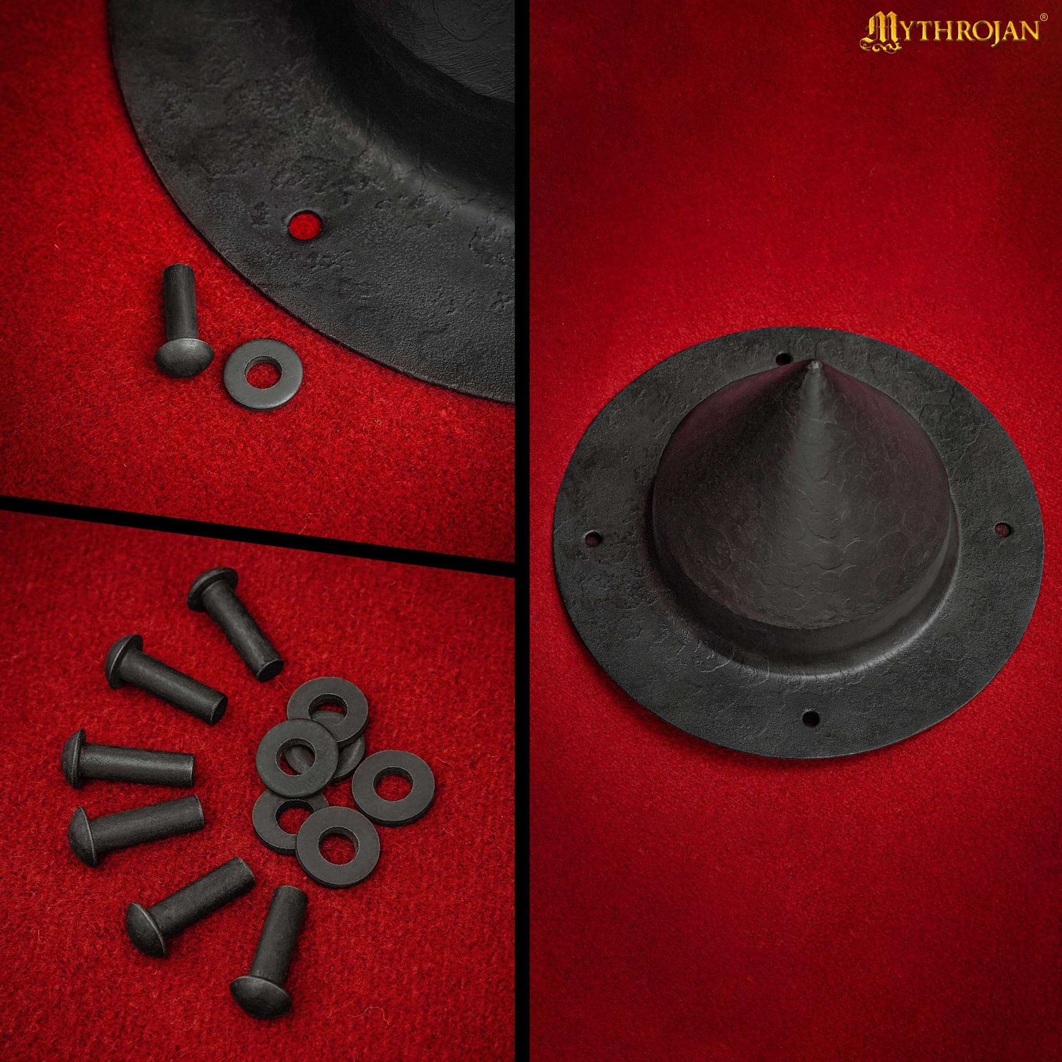 Mythrojan 8" GERMANIC SHIELD BOSS UMBO - fully functional and BATTLE READY : Historical Reenactment Germanic warriors  HAND FORGED.  Finish : Antique Black