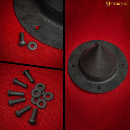 Mythrojan 8" GERMANIC SHIELD BOSS UMBO - fully functional and BATTLE READY : Historical Reenactment Germanic warriors  HAND FORGED.  Finish : Antique Black