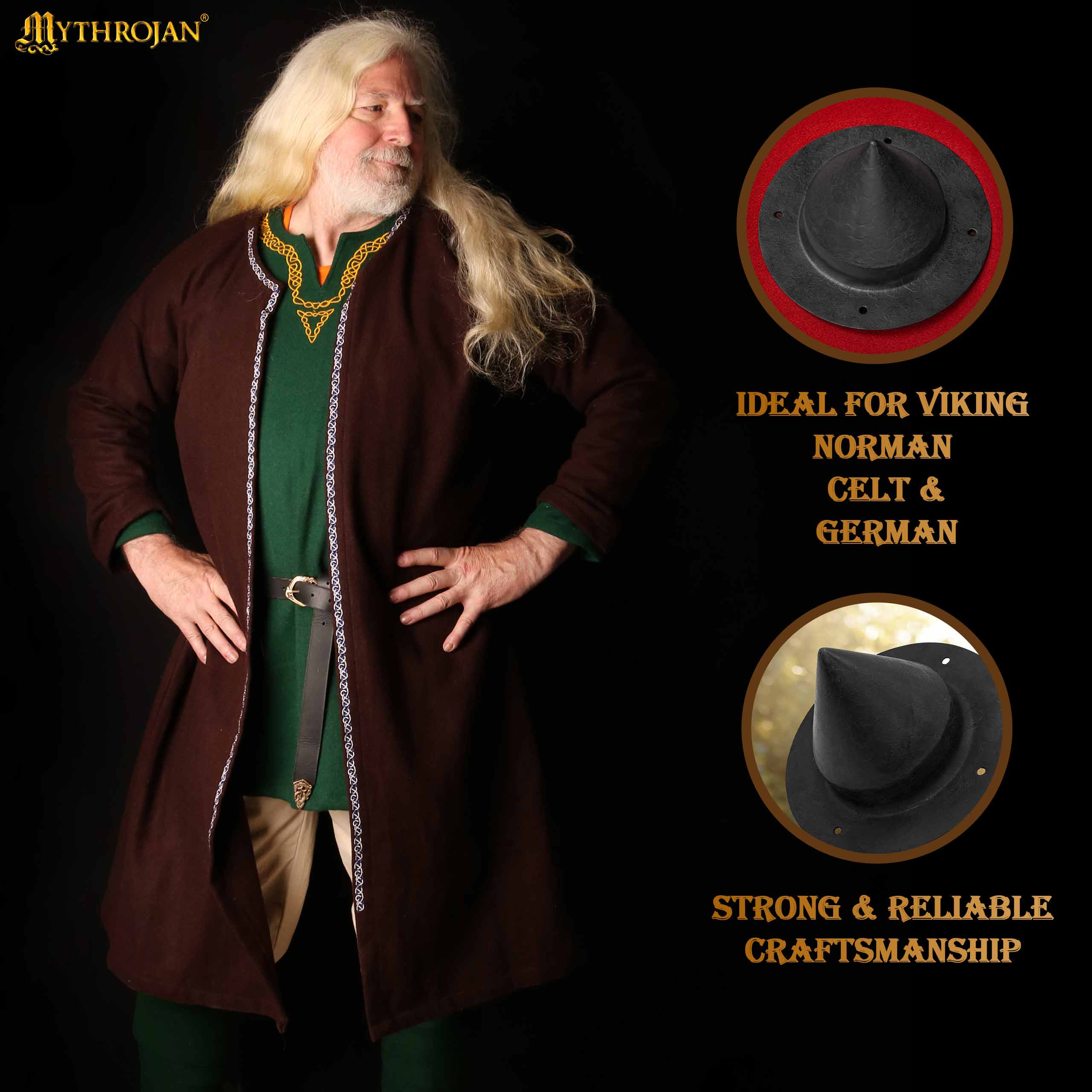 Mythrojan 8" GERMANIC SHIELD BOSS UMBO - fully functional and BATTLE READY : Historical Reenactment Germanic warriors  HAND FORGED.  Finish : Antique Black