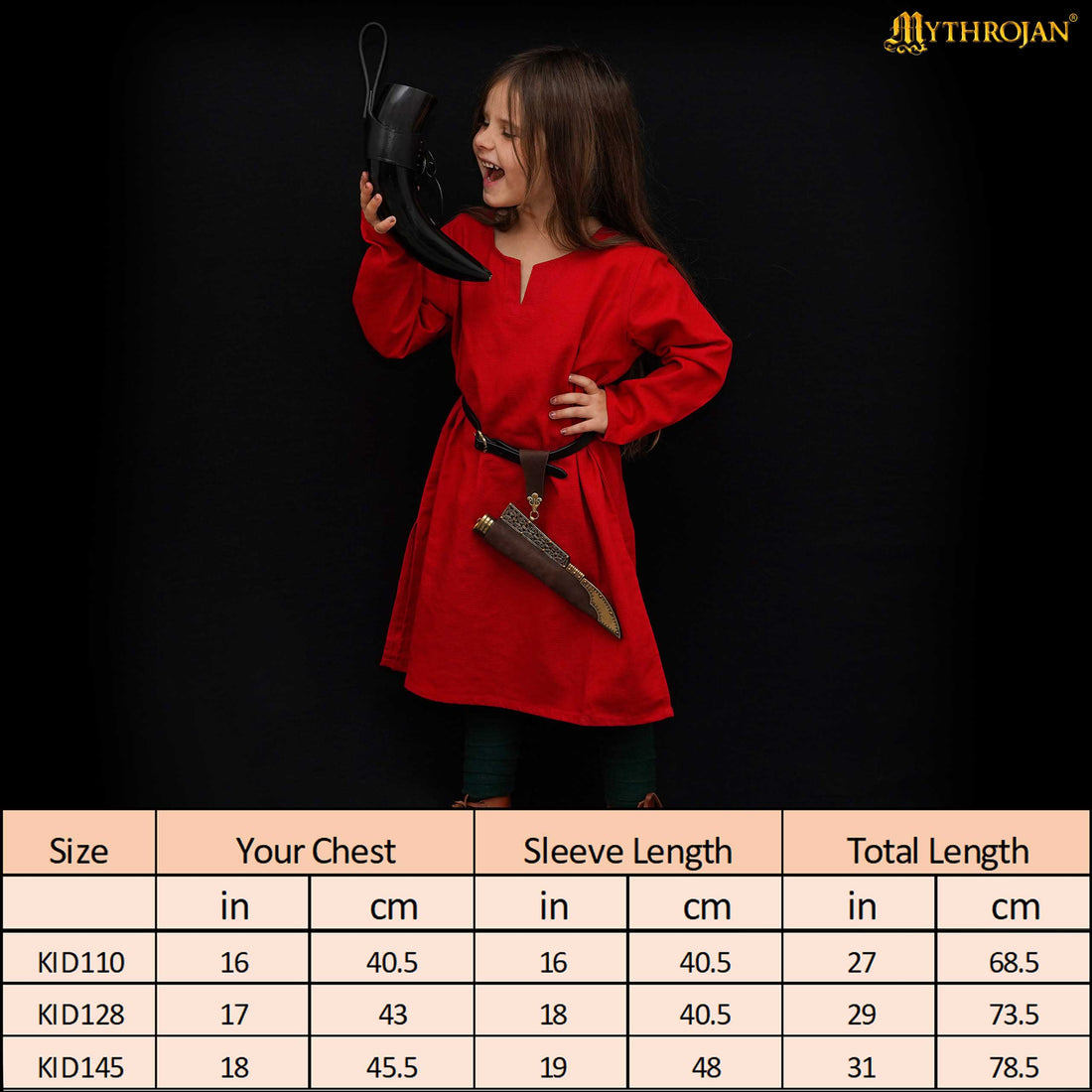 Mythrojan Medieval KID TUNIC Viking outfit for children Medieval Events LARP SCA, SIZE: Kids