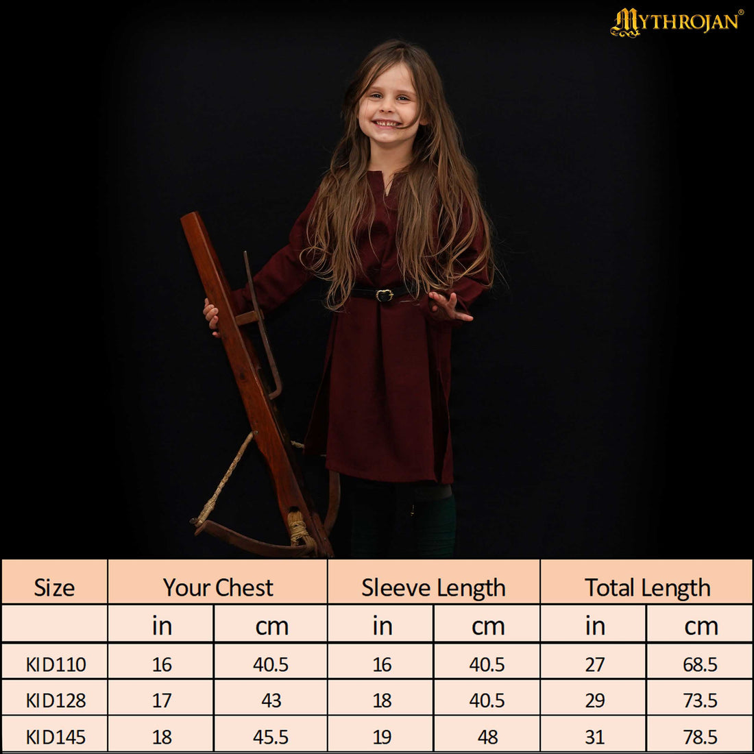 Mythrojan Medieval KID TUNIC Viking outfit for children Medieval Events LARP SCA, SIZE: Kids