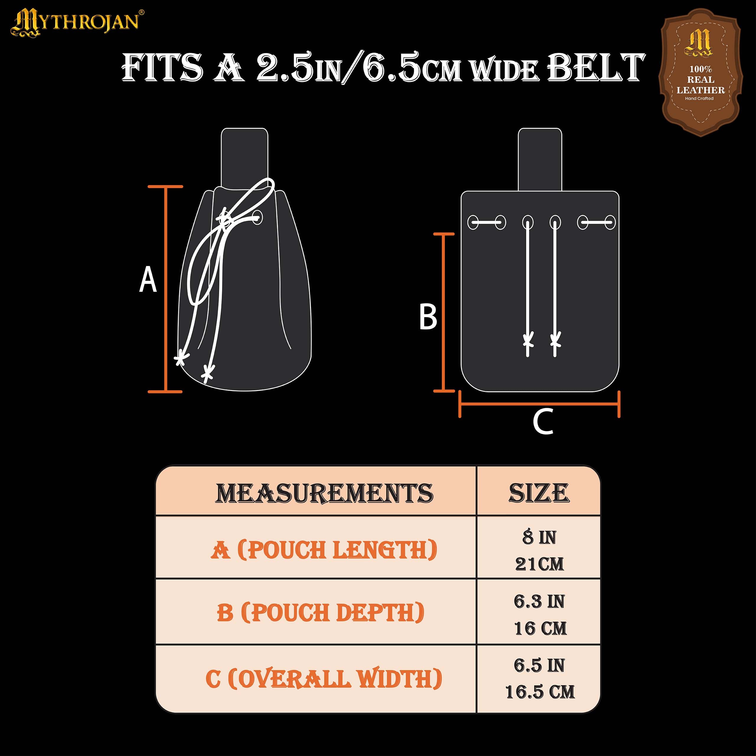 Mythrojan Medieval Drawstring Belt Bag, Ideal for SCA LARP Reenactment &amp; Ren Fair, Suede Leather, Dark Blue, 8”×6.5”