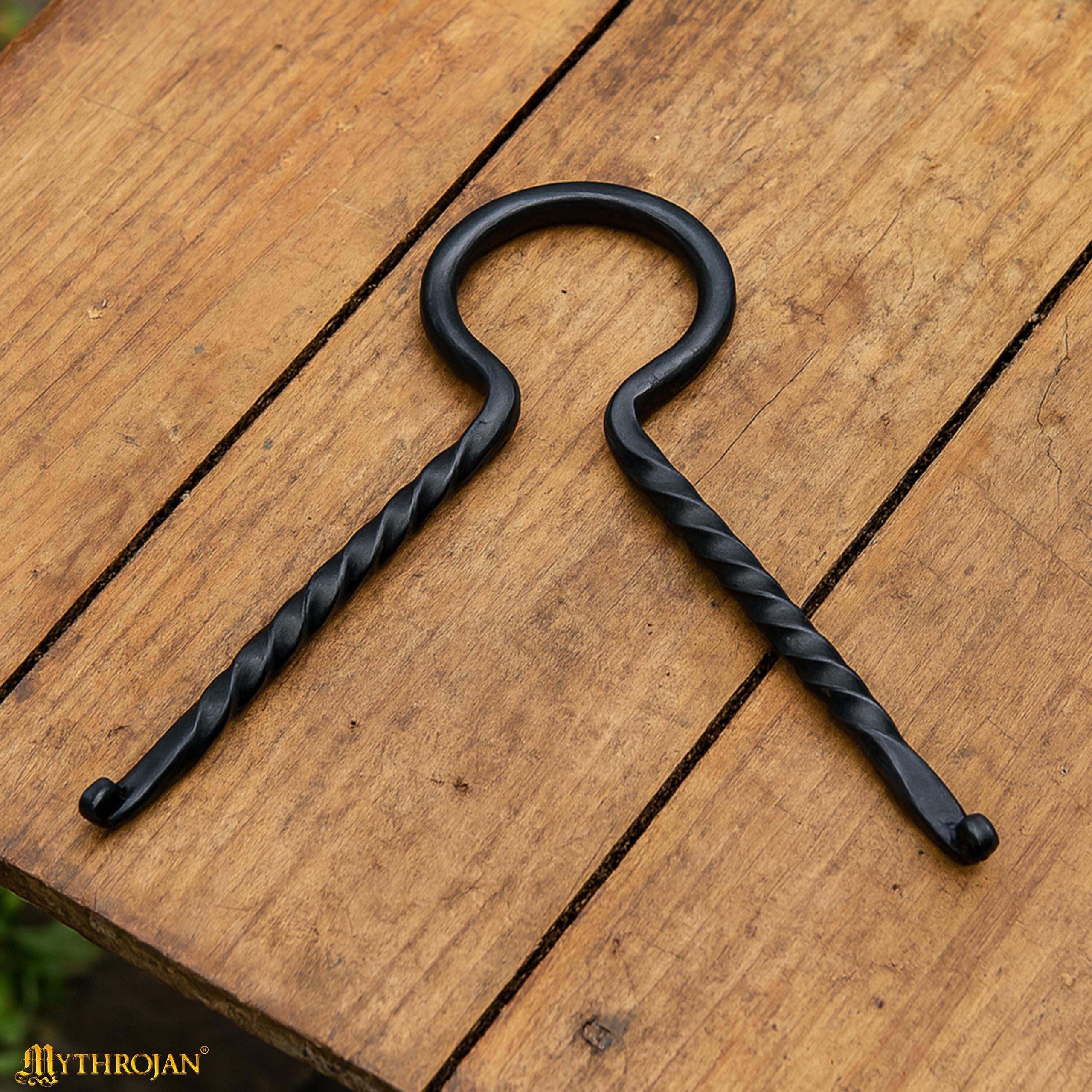 Mythrojan Hand Forged Drinking Ale Horn Rack Twisted Iron Ale Mead Horn Stand Medieval &amp; Viking - Viking