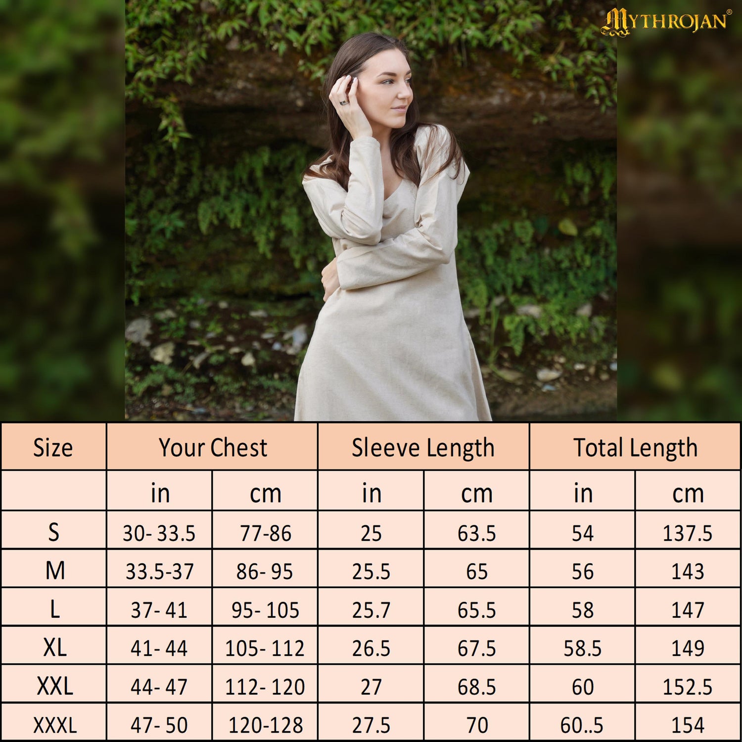 Astrid Historical Linen Round Neck Dress: Versatile and Comfortable for Reenactment and LARP