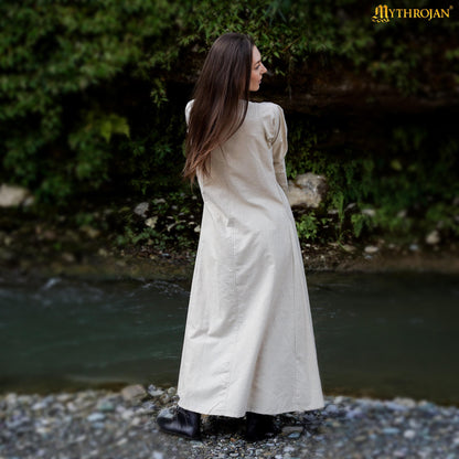 Astrid Historical Linen Round Neck Dress: Versatile and Comfortable for Reenactment and LARP