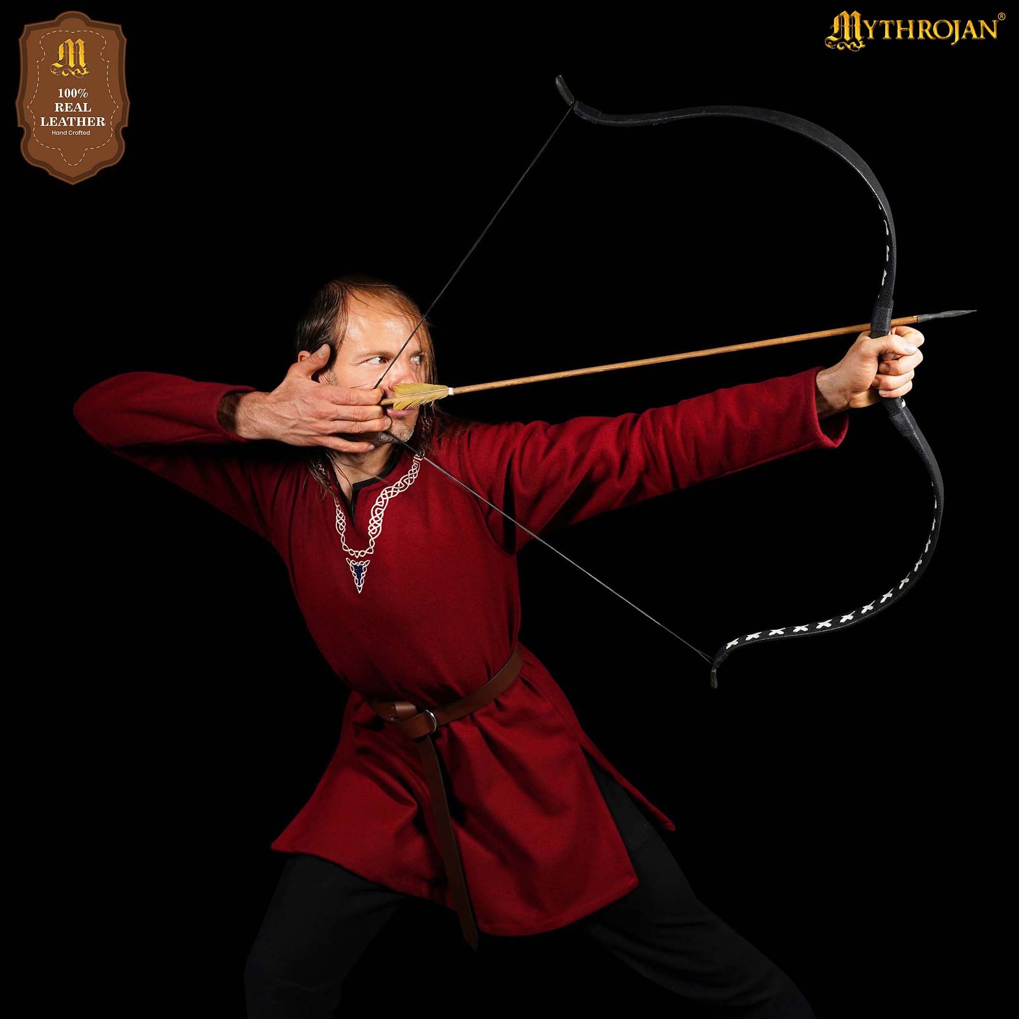 Mythrojan O - Ring Medieval Leather Belt , Ideal for LARP SCA Warrior Gothic Renaissance , Full Grain Leather, Brown