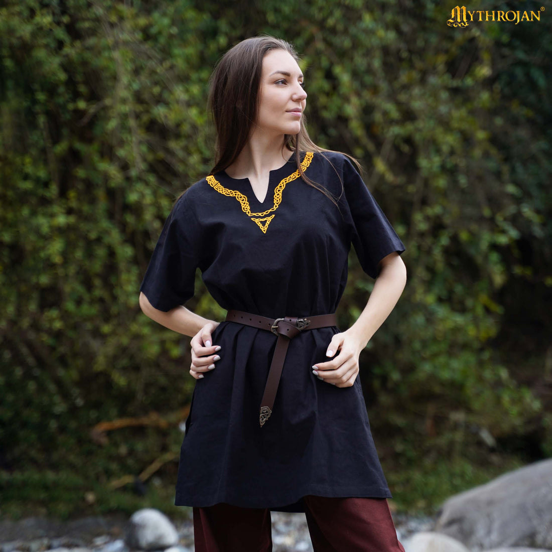 Medieval Embroidered  Cotton Full Sleeves Tunic - Viking Reenactment