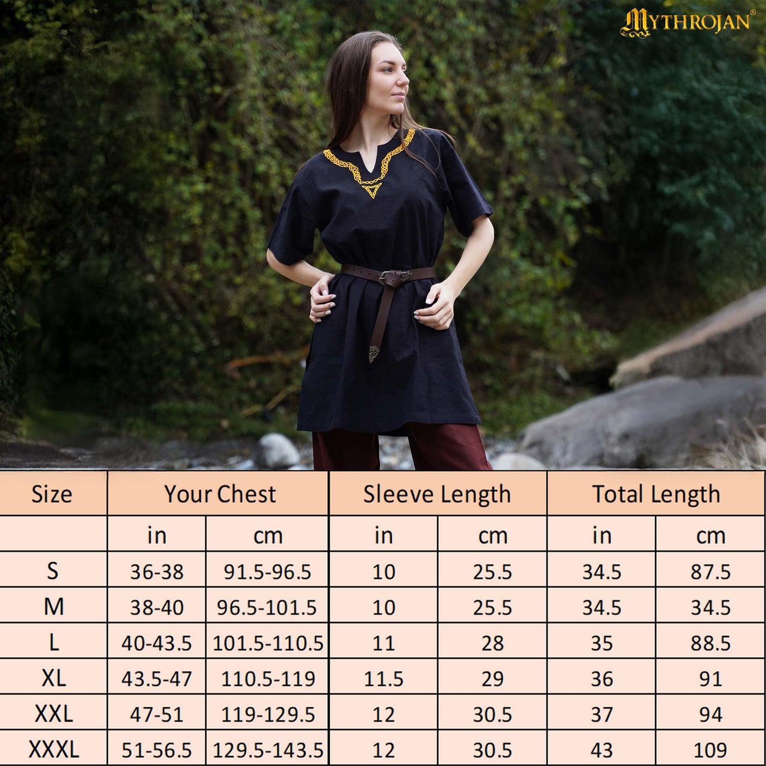 Medieval Embroidered  Cotton Full Sleeves Tunic - Viking Reenactment