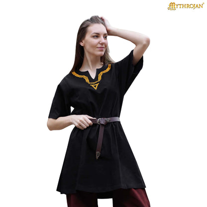 Medieval Embroidered  Cotton Full Sleeves Tunic - Viking Reenactment