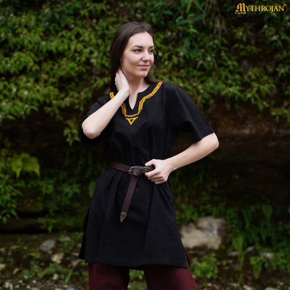 Medieval Embroidered  Cotton Full Sleeves Tunic - Viking Reenactment