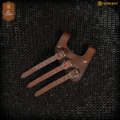 Mythrojan Renaissance Leather Sword Frog LARP Costume Accessory Rapier Knight Sword Belt - Brown