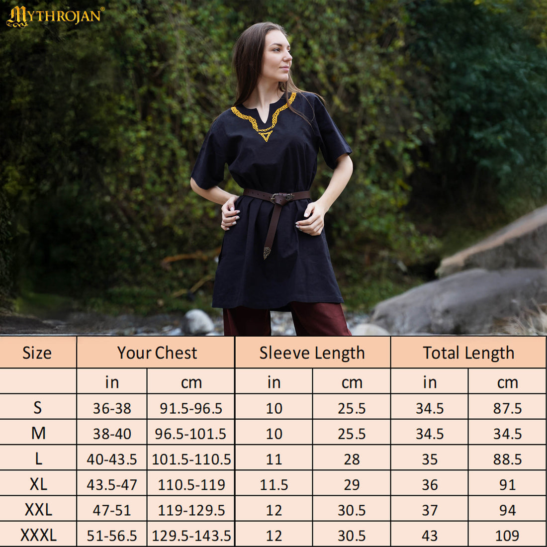 Medieval Embroidered  Cotton Half Sleeves Tunic