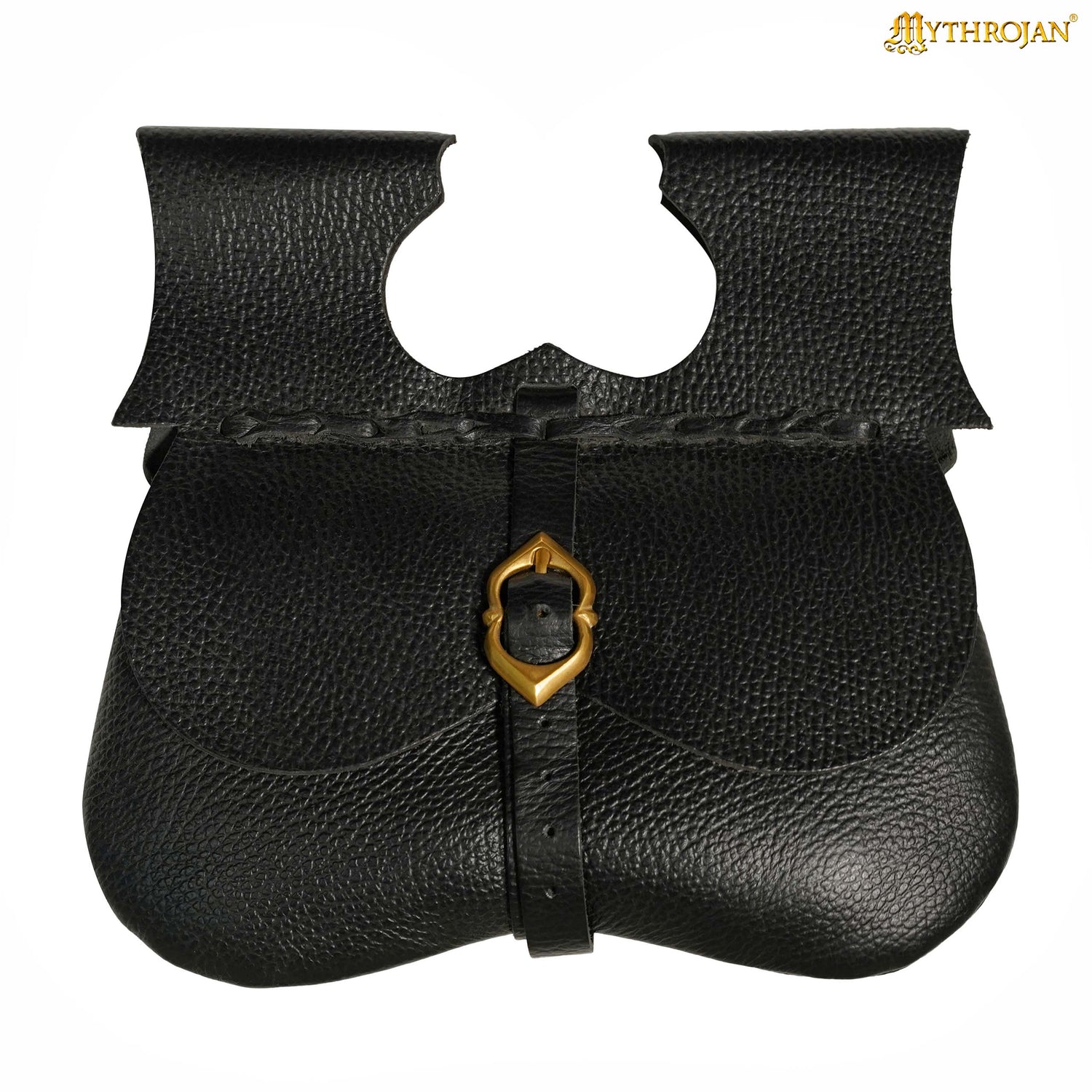 Mythrojan Medieval Leather Kidney Pouch with Brass Buckle