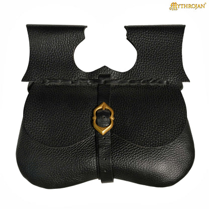 Mythrojan Medieval Leather Kidney Pouch with Brass Buckle
