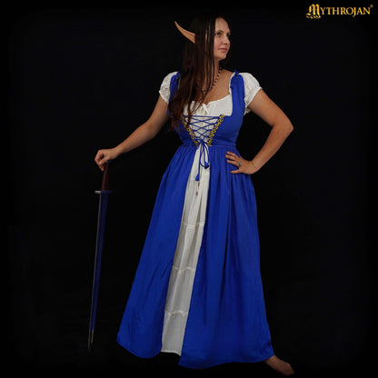 Mythrojan Traditional Irish Celtic Dress : Chemise and Over Dress Medieval Renaissance Costume SCA LARP : Green