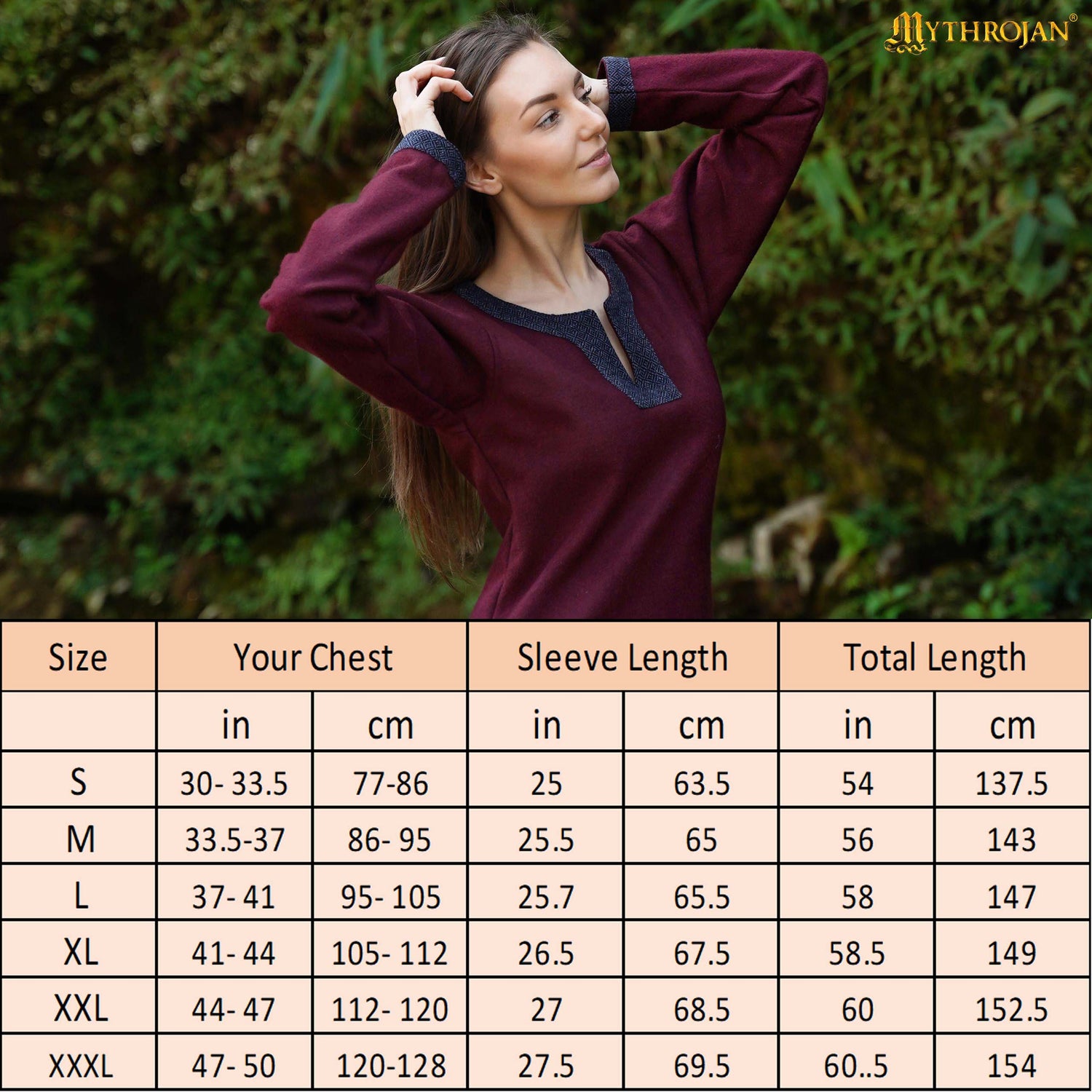 Ingrid the Shieldmaiden Viking Woolen Dress with Diamond Twill Decorative Borders : Ideal for Viking, Anglo-Saxon &amp; Early Medieval Events, LARP, SCA &amp; Reenactment