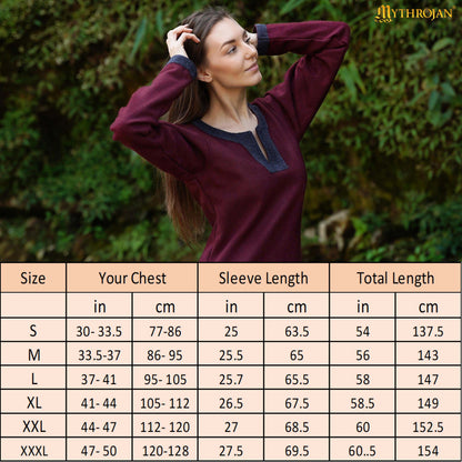 Ingrid the Shieldmaiden Viking Woolen Dress with Diamond Twill Decorative Borders : Ideal for Viking, Anglo-Saxon &amp; Early Medieval Events, LARP, SCA &amp; Reenactment