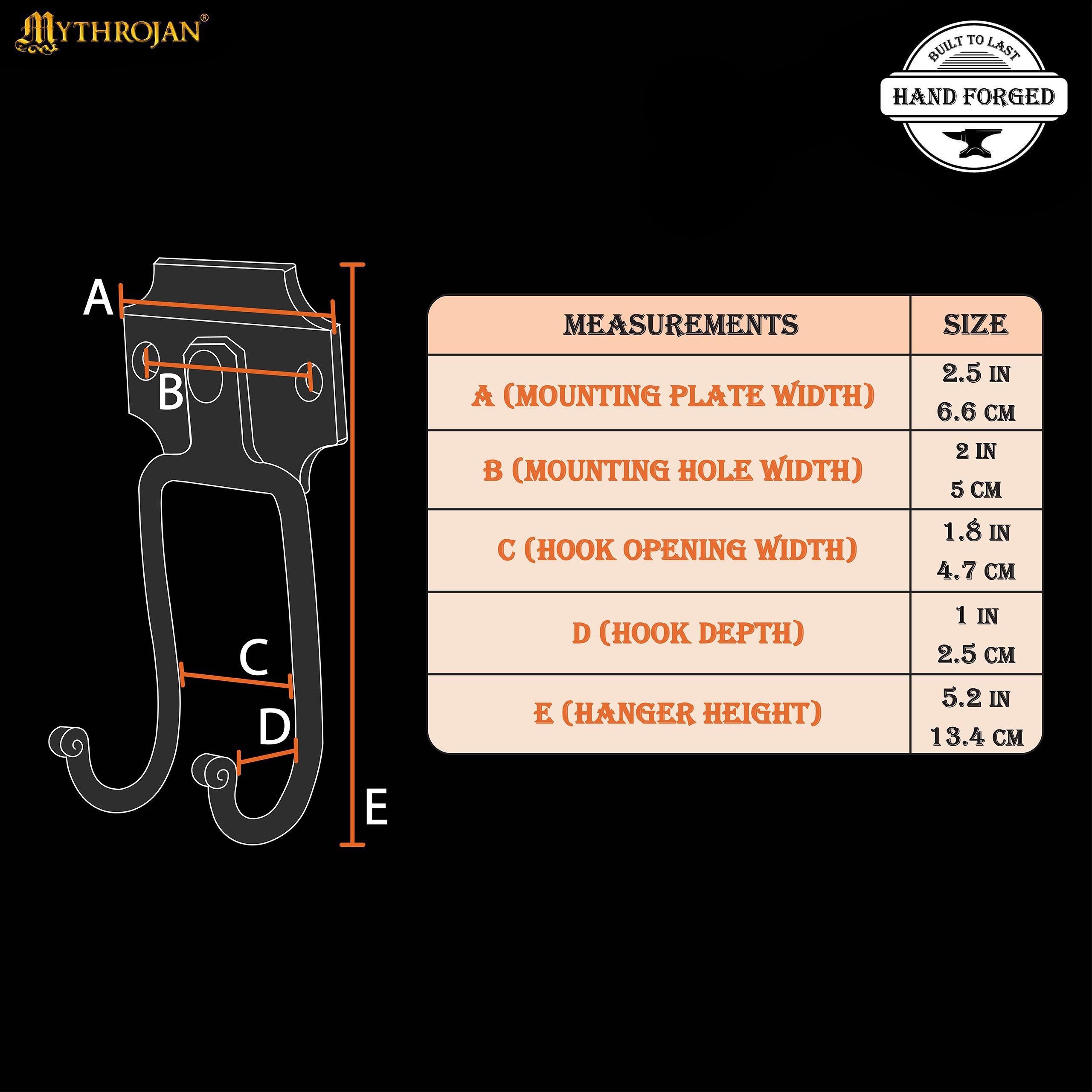 Mythrojan Slender Sword Wall Mount in Forged Black Finish: Universal Sword Holder Wall Display