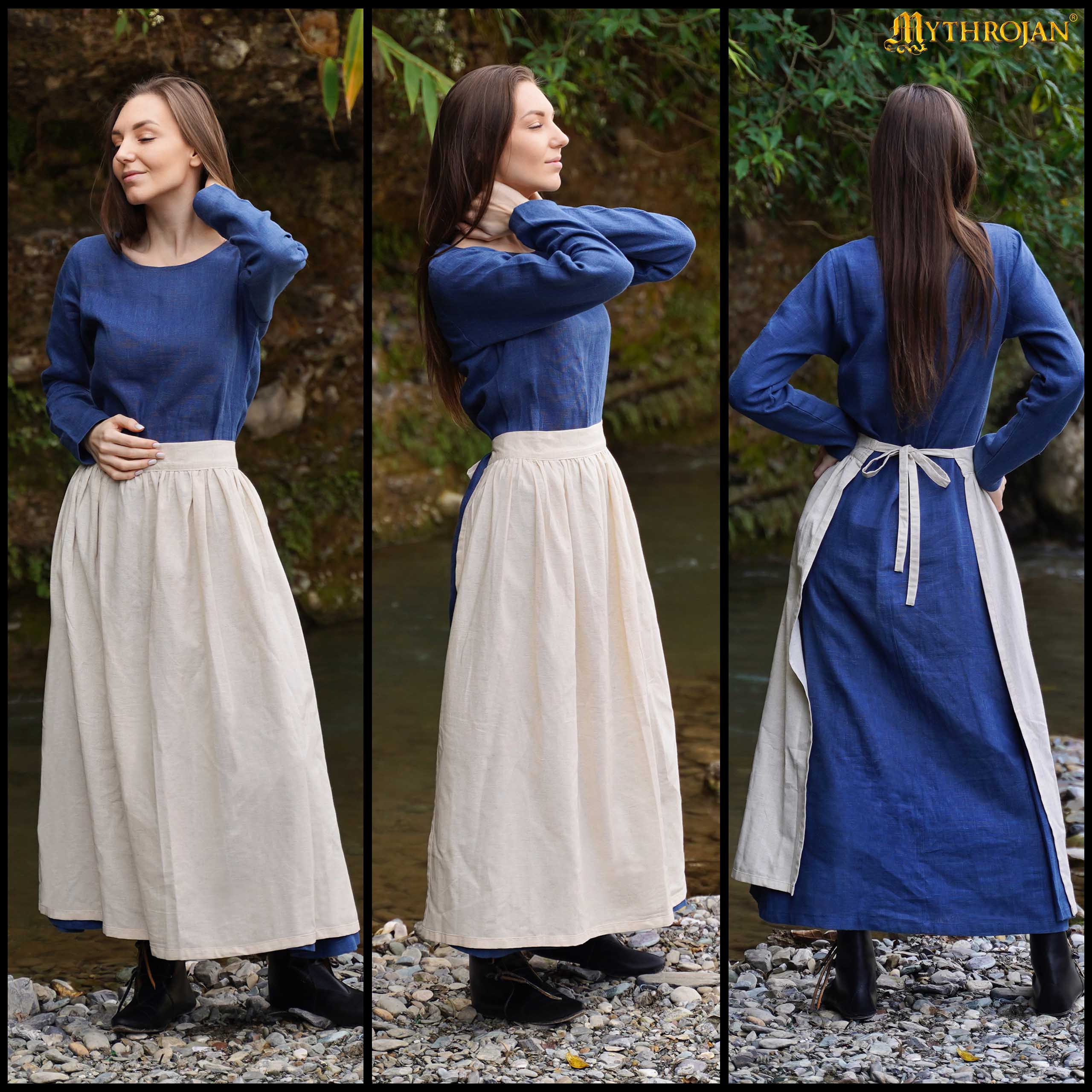 Harvest Maiden Medieval Apron: Authentic 14th-15th Century Garb for Reenactment and Living History