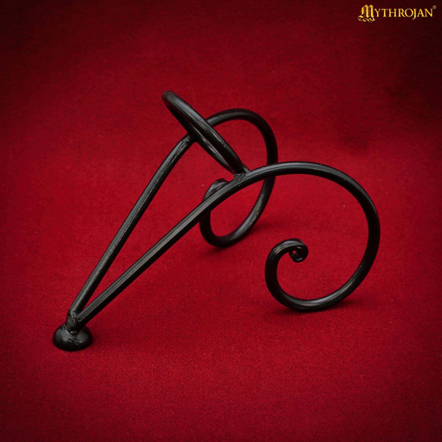 Mythrojan Hand Forged Drinking Ale Horn Rack Twisted Iron Ale Mead Horn Stand Medieval &amp; Viking - Length 8.5&quot; x Height 5.5&quot;