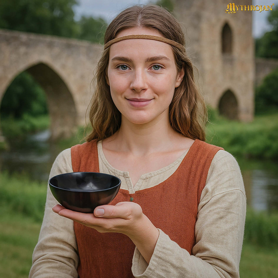 Mythrojan Hand Crafted Small Serving Natural Ox Horn Bowl - Polished Finish - 5" width x 2" Depth