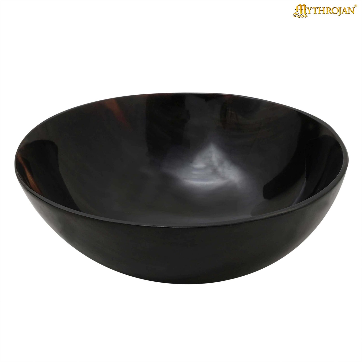 Mythrojan Hand Crafted Small Serving Natural Ox Horn Bowl - Polished Finish - 5" width x 2" Depth