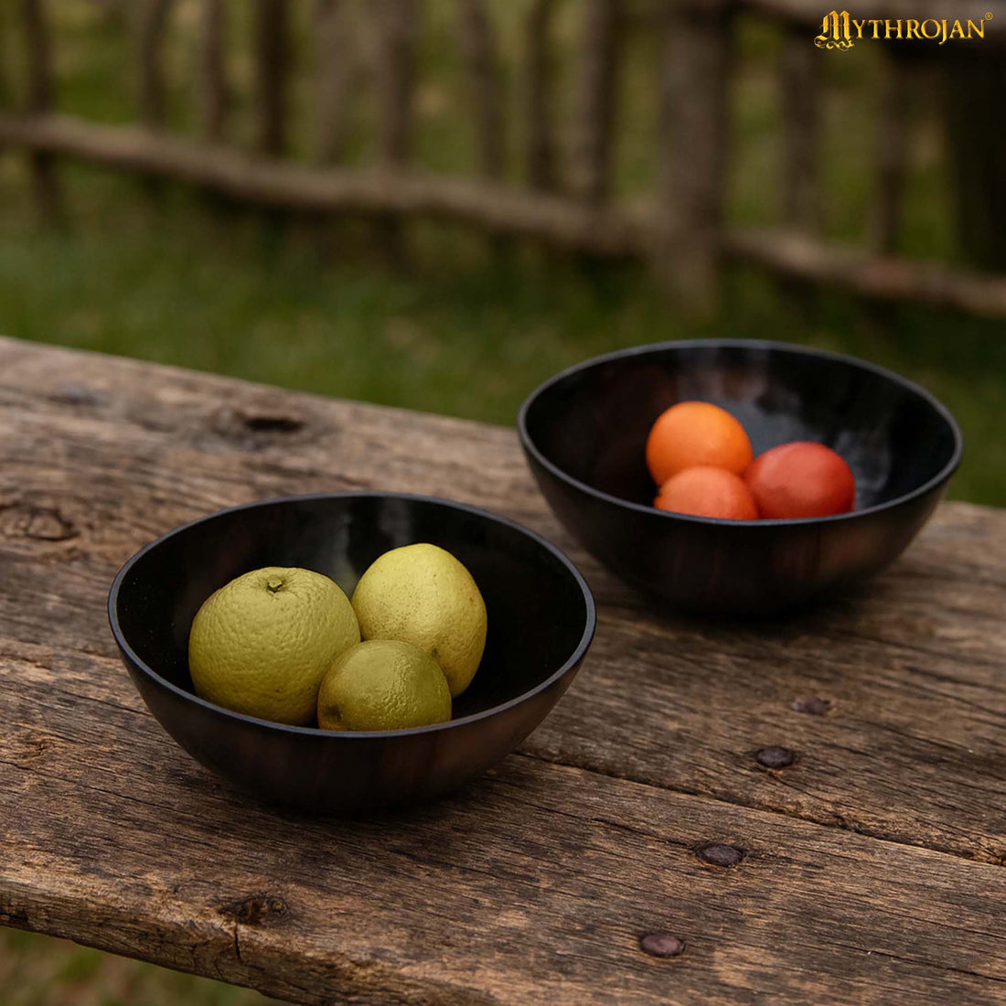 Mythrojan Hand Crafted Small Serving Natural Ox Horn Bowl - Polished Finish - 4" width x 2" Depth (Set of 2)