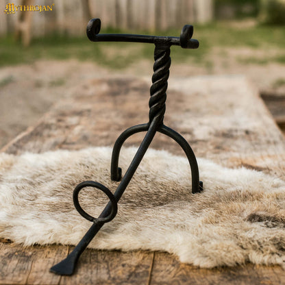 Mythrojan Hand Forged Drinking Ale Horn Rack Twisted Iron Ale Mead Horn Stand Medieval &amp; Viking - Classic