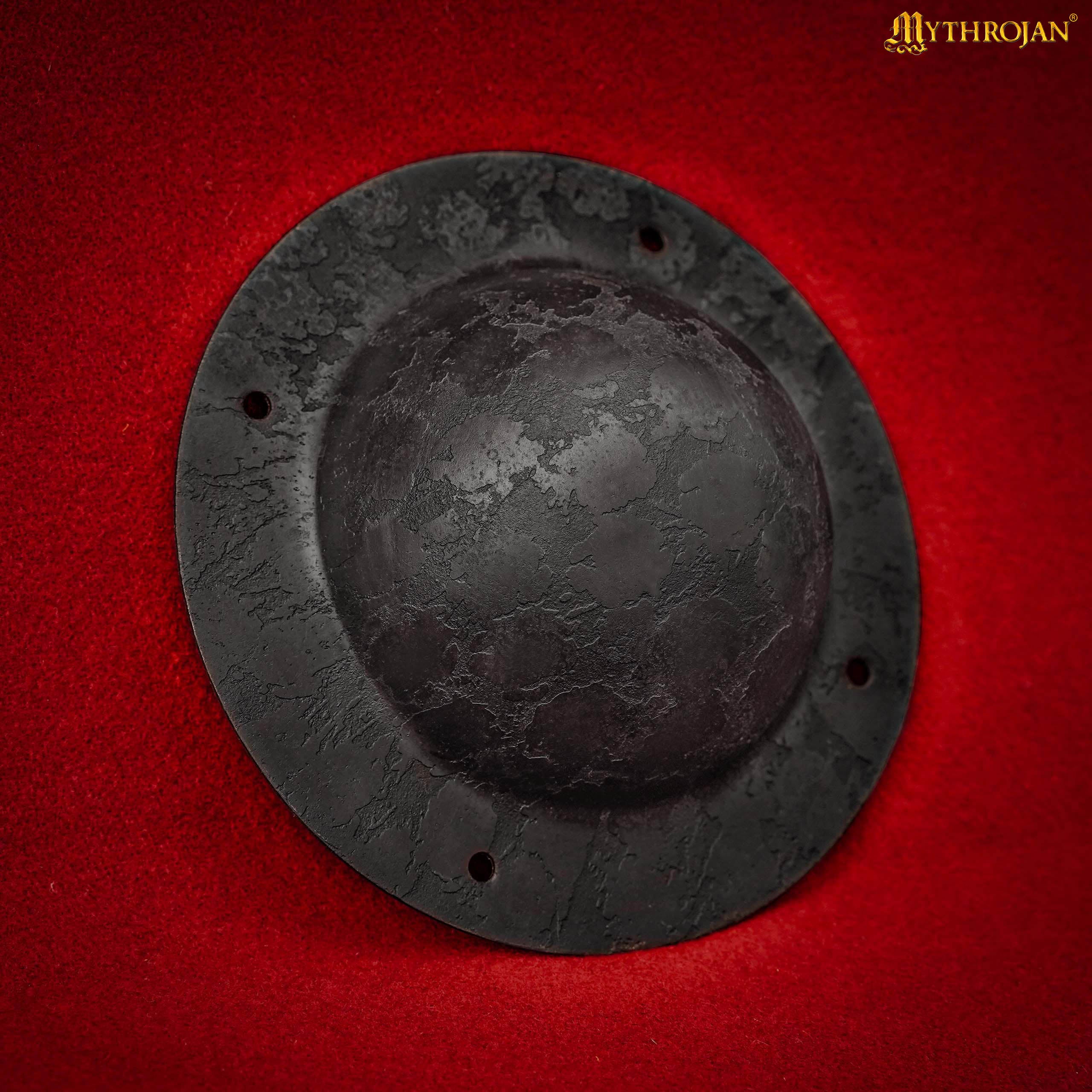 Mythrojan 7.5" VIKING “WARRIOR” SHIELD BOSS UMBO - fully functional and BATTLE READY : Viking Historical Reenactment, medieval Norman knight or Germanic warriors  HAND FORGED.  Finish : Antique Black