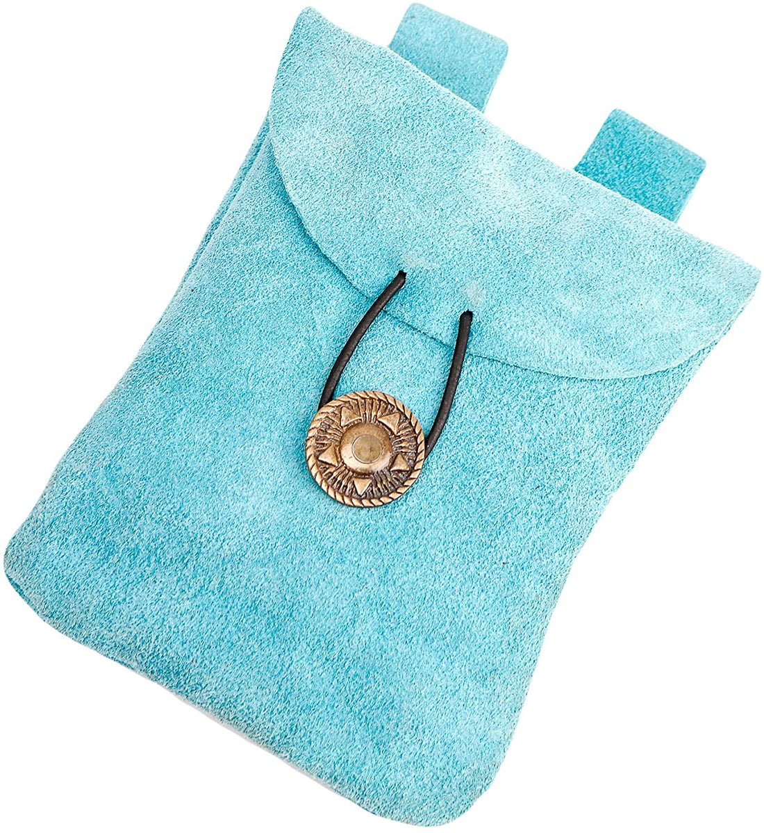 Mythrojan Medieval Renaissance Suede Jewelry Belt Pouch LARP Costume Waist Bag - Light Blue 5.5&quot; x 5.1&quot;